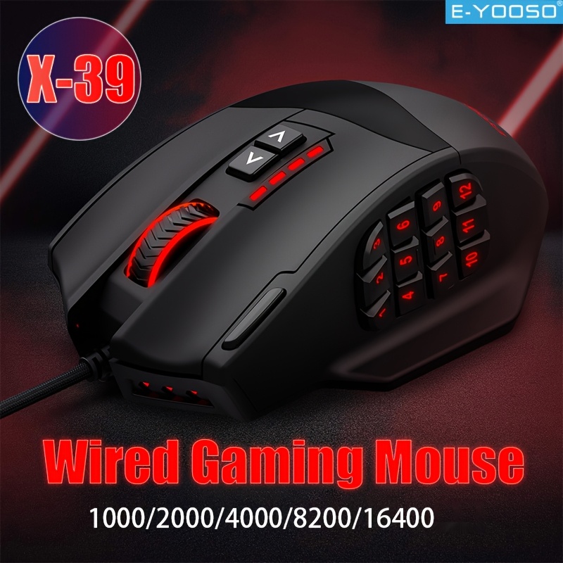 Mouse Bungee Holder - E-YOOSO RGB-Gaming-Maus mit Kabel, ergonomische Form,