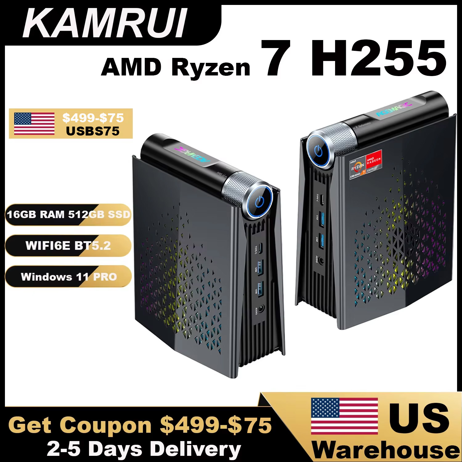 Pc Gaming Ryzen - KAMRUI Gaming Mini-PC Ryzen 7 H255