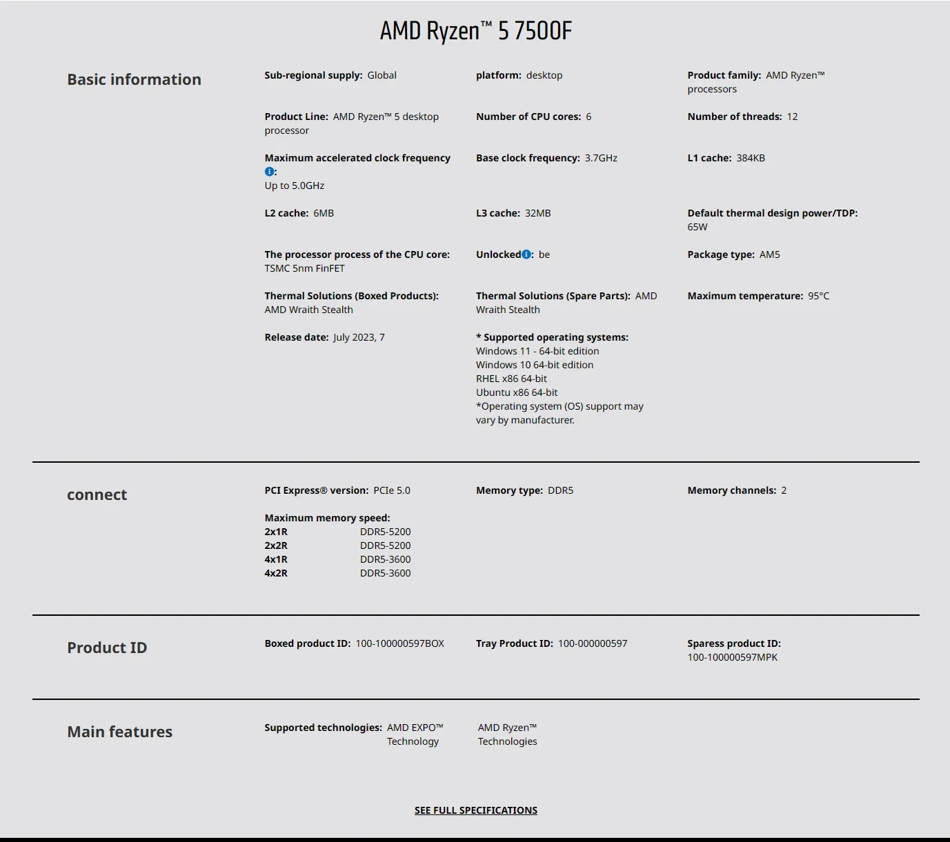 AMD Ryzen 5 7500F AM5 5nm Gami – Pc Gaming Ryzen Bewertung und Preis