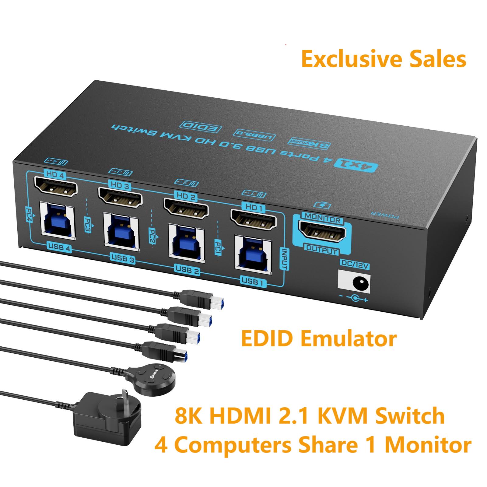 8K HDMI 2.1 KVM-Switch 4 Port  – Pc Gaming Emulator Bewertung und Preis